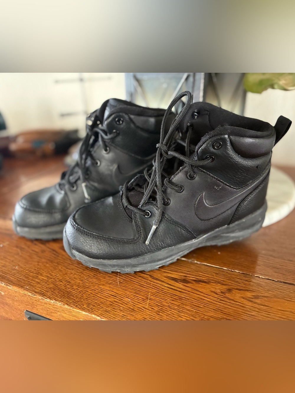 Nike Kids Black High-Top Lace-Up Boots